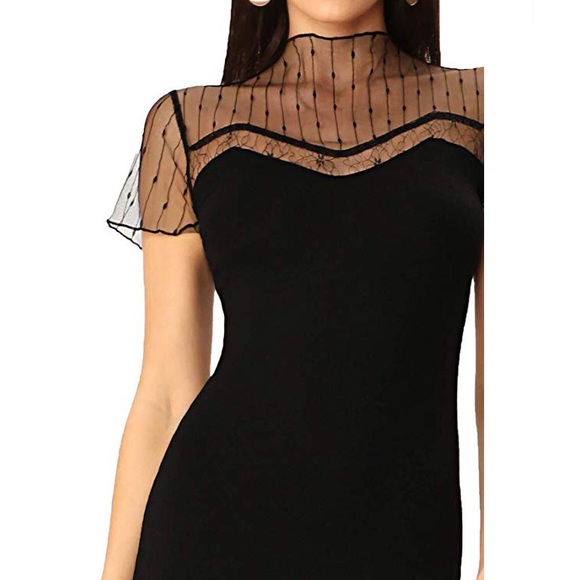 Gloria Black Midi Mesh Dress - Picture 4 of 5
